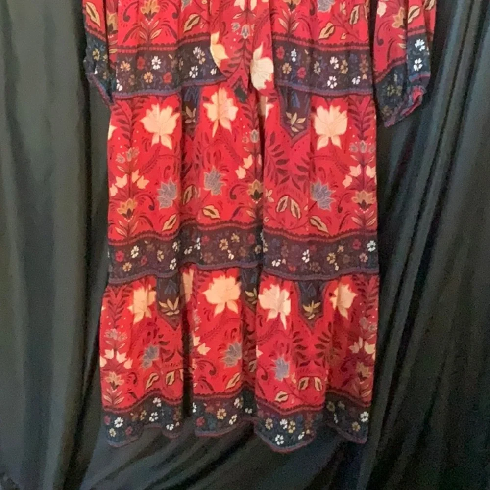 LOFT Red and Purple Floral Dress - Picture 3 of 8